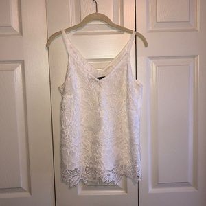 WHBM White lace sleeveless top